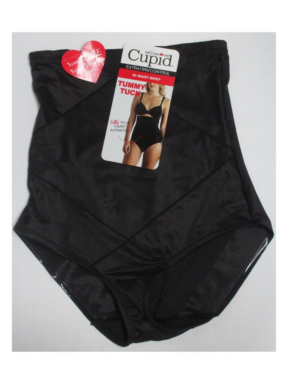 Cupid Black XL Extra Firm Control Hi-Waist Tummy Tuck Style Brief